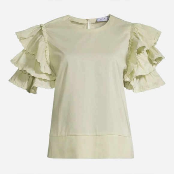 HARSHMAN Juliette Blouse Soft Green 3X Puff Sleeve Cotton‎ - Picture 1 of 5